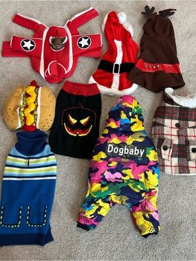 Bundle of small dog breed clothing Sz S/M
